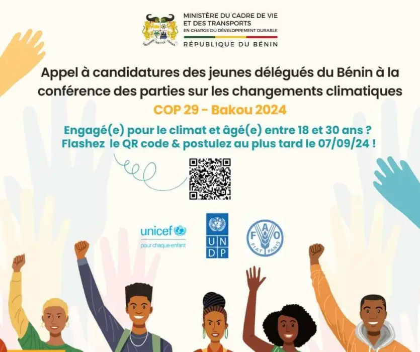 COP 29 : appel à candidatures des jeunes délégués du Bénin à Bakou