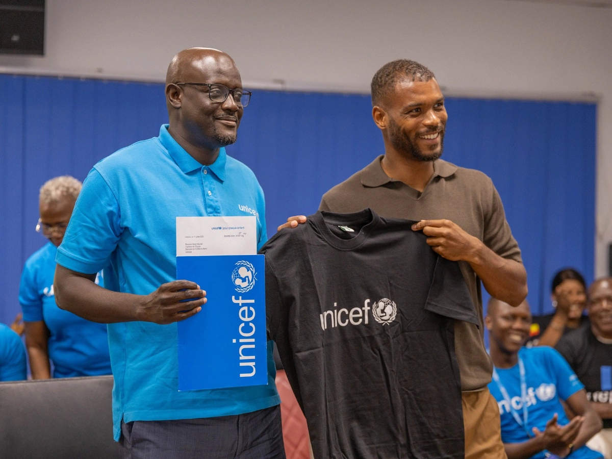 Steve Mounié, nouveau champion de l’UNICEF pour les droits de l’enfant au Bénin