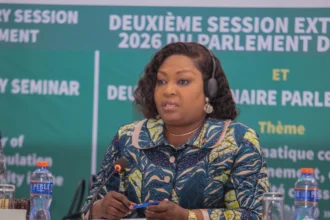 Hadja Mémounatou Ibrahima, présidente du parlement de la CEDEAO à l'ouverture de la la deuxième session extraordinaire de l’année 2026.